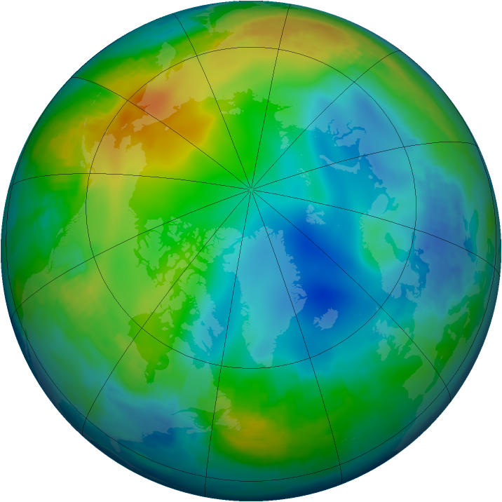 Arctic ozone map for 30 November 1997